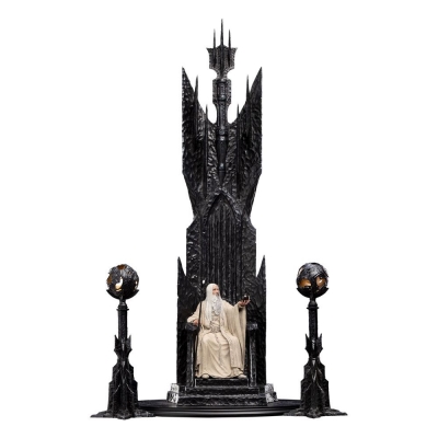 Herr der Ringe Statue Saruman the White on Throne